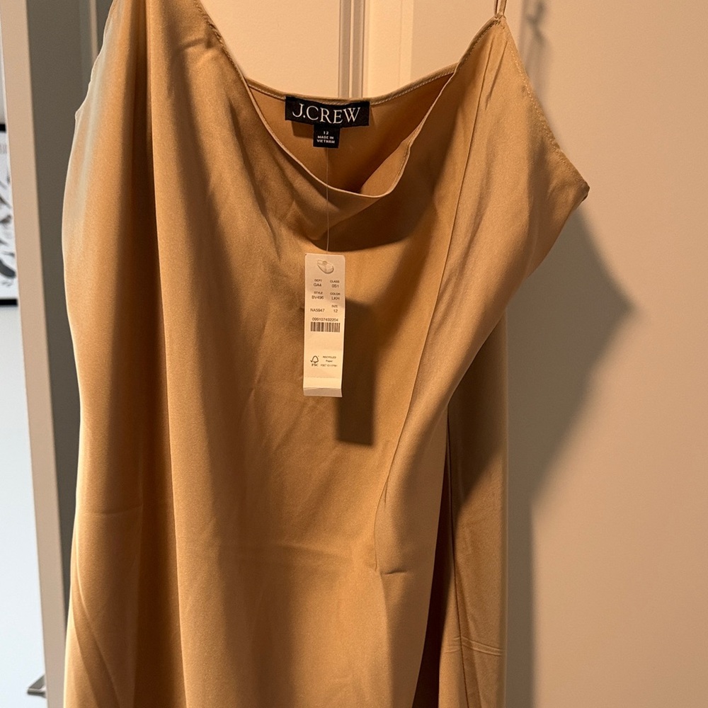 J. Crew Camel Satin Slip Dress